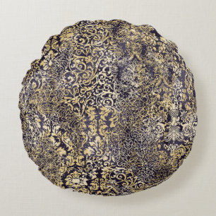 Baroque och Damask arabesque motifs rippade abstra Rund Kudde