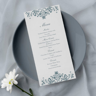 Baroque Ornament Elegant Wedding Menu Meny