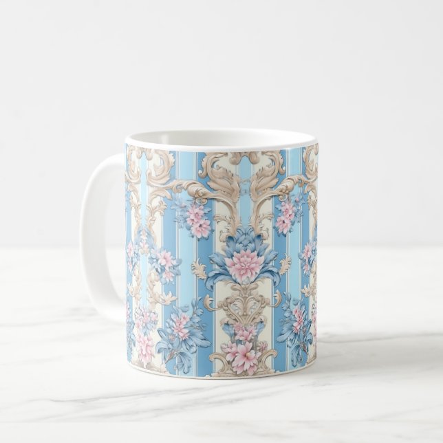 Baroque pastel mönster kaffemugg (Framsida vänster)