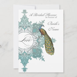 Baroque Peacock Möhippa Inbjudan - Aqua Blue