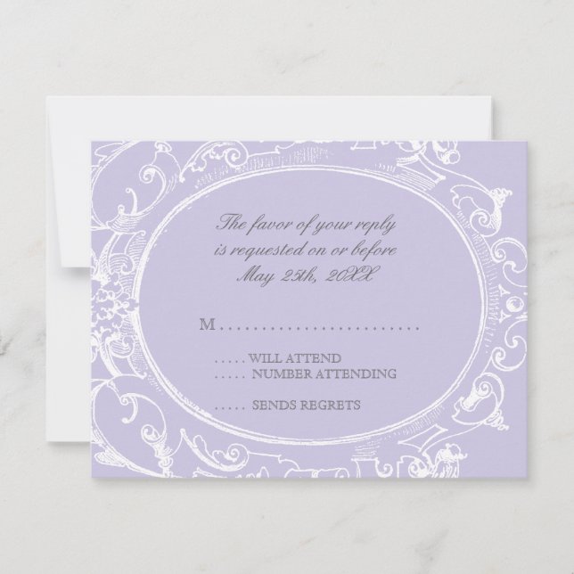 Baroque Peacock OSA Responcard - Lavender Kort (Framsida)