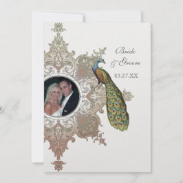 Baroque Peacock Wedding bjudande - Mocha Tan Inbjudningar