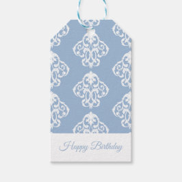 Baroque Powder Blue White Ornament Presentetikett