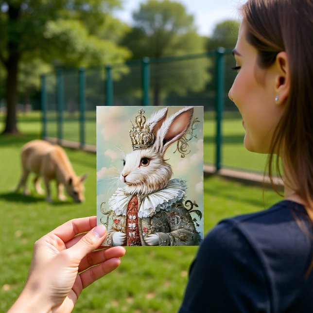 Baroque Rabbit Royal Red Portrait Design Vykort (Skapare uppladdad)