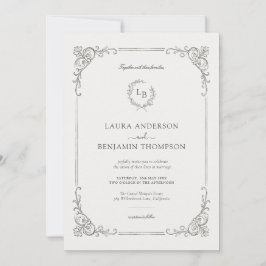 Baroque Ram Laurel Wandan Elegant bröllop Inbjudningar