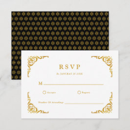 Baroque Ram Royal Black och Guld Ornamental OSA Kort