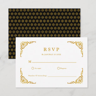 Baroque Ram Royal Black och Guld Ornamental OSA Kort
