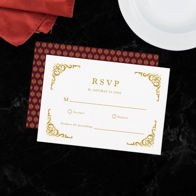 Baroque Ram Royal Burgundy Ornamental OSA Kort (Skapare uppladdad)