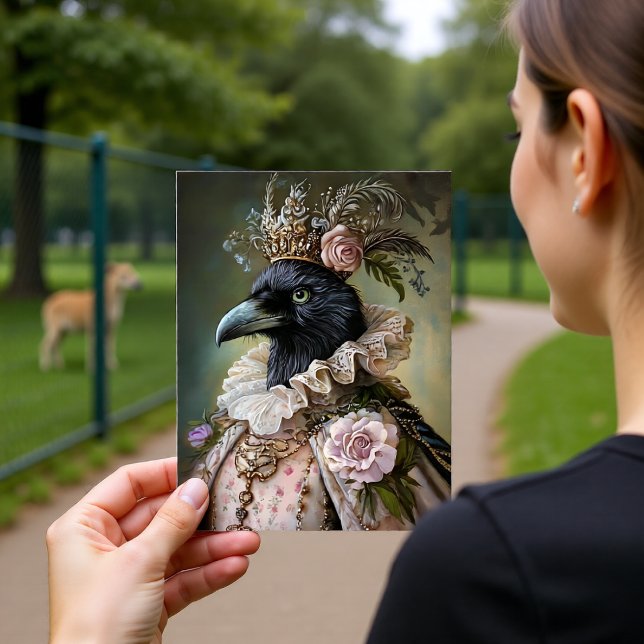 Baroque Raven Royal Queen Portrait Design Vykort (Skapare uppladdad)