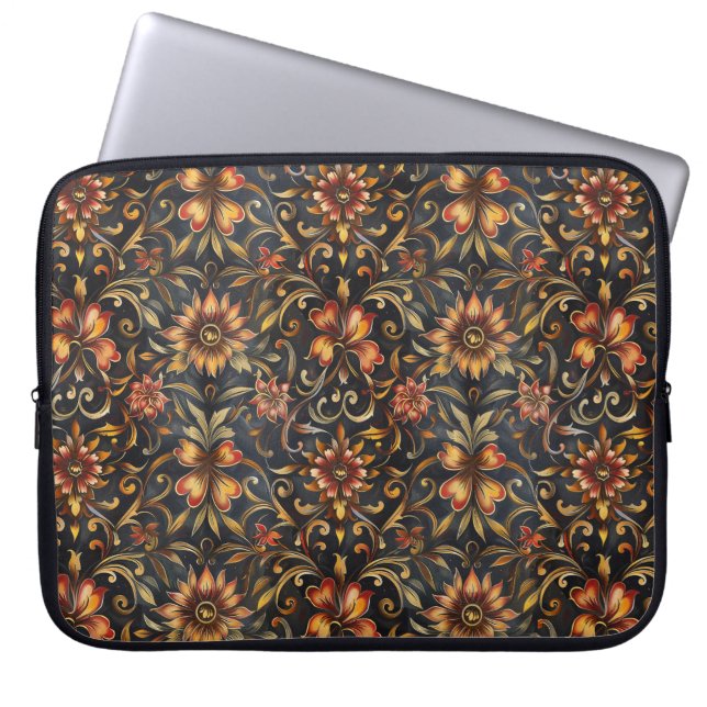 Baroque Red and Guld Symphony Laptop Fodral (Framsidan)