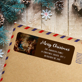 Baroque Religious Christian Christmas Nativity Returadress Etikett