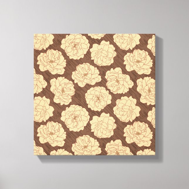 Baroque Ro på valnötsbrun - sömlös mönster. Canvastryck (Framsida)