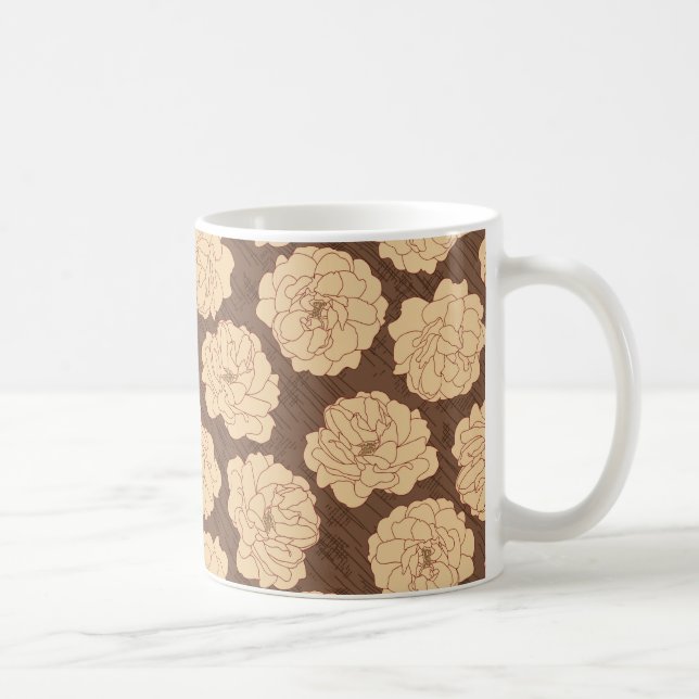 Baroque Ro på valnötsbrun - sömlös mönster. Kaffemugg (Höger)