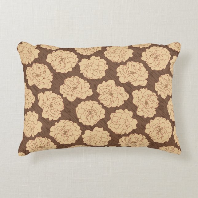 Baroque Ro på valnötsbrun - sömlös mönster. Prydnadskudde (Framsidan)