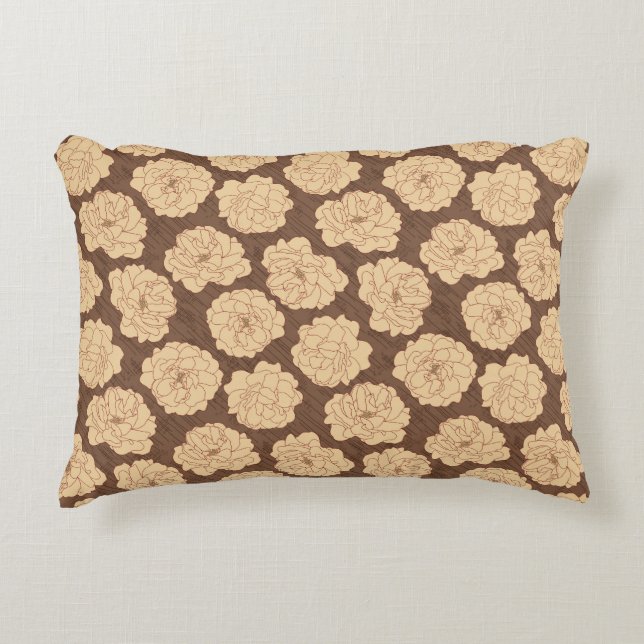 Baroque Ro på valnötsbrun - sömlös mönster. Prydnadskudde (Framsidan)