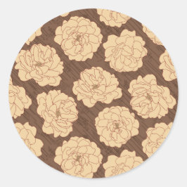 Baroque Ro på valnötsbrun - sömlös mönster. Runt Klistermärke