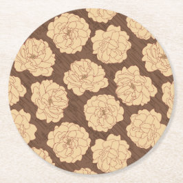 Baroque Ro på valnötsbrun - sömlös mönster. Underlägg Papper Rund