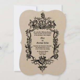 Baroque Rococo 1800-talet Dragon Rocaille Gräns Inbjudningar