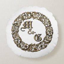 Baroque Rococo Cartouche Monogram Bröllop Ringar