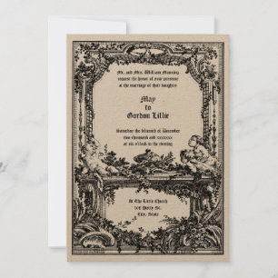 Baroque Rococo Cherubs Blommigt Bröllop Altar Ram Inbjudningar