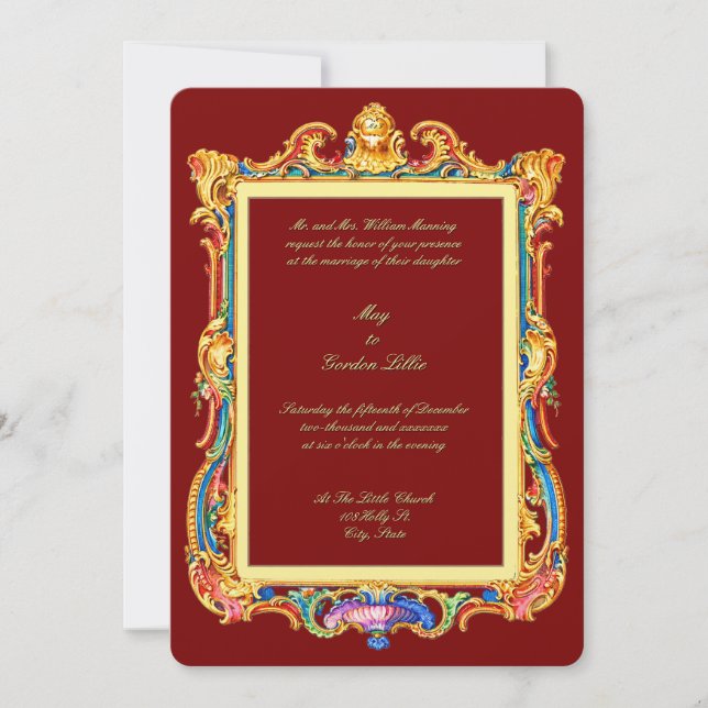 Baroque Rococo Rocaille Louis XV Frame Wedding Inbjudningar (Framsida)