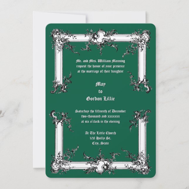 Baroque Rococo Rocaille Ram ca 1775 Bröllop Inbjudningar (Framsida)