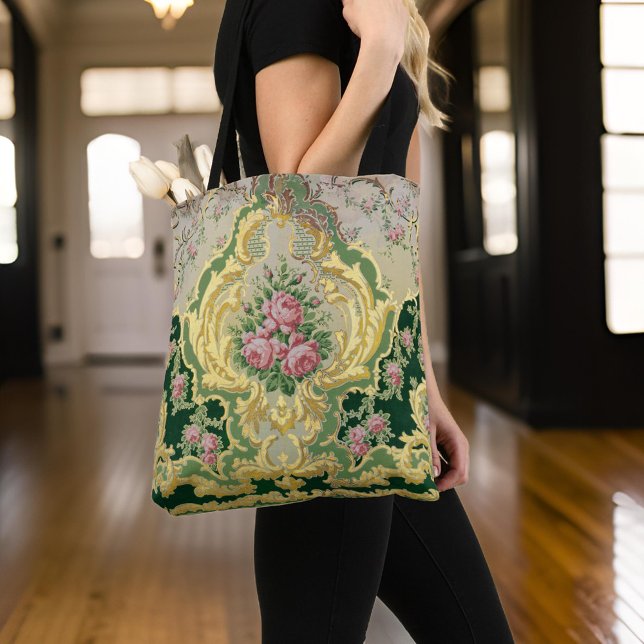 Baroque Rococo Snyggt Rosa ros Guld City Axelväska (Baroque Rococo Stylish Pink Roses Gold City Crossbody Bag Home)