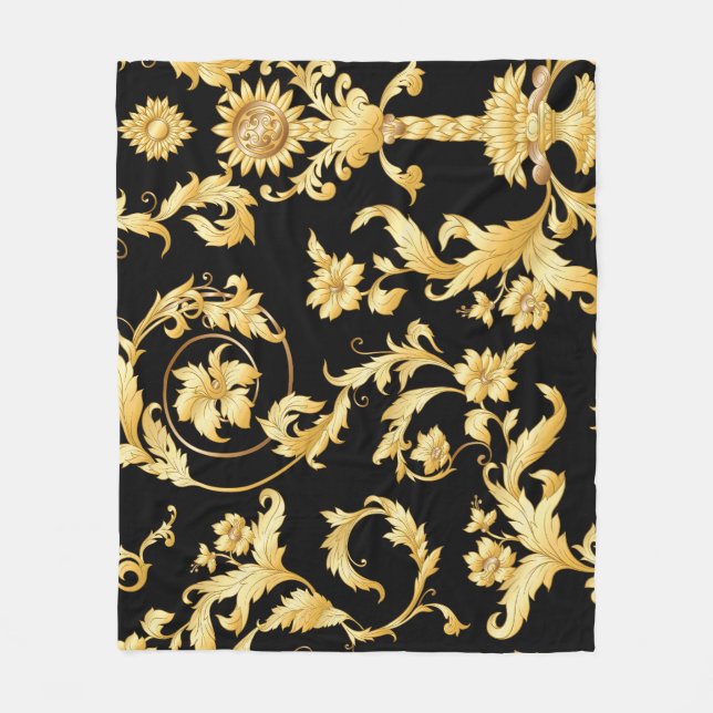 Baroque Rococo, Victorian Blommönster. Fleecefilt (Framsidan)