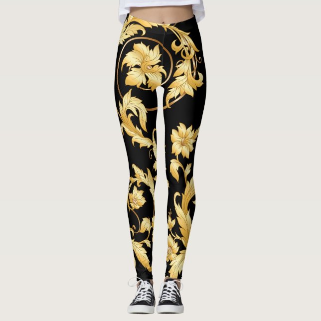 Baroque Rococo, Victorian Blommönster. Leggings (Framsida)