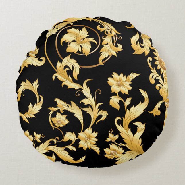 Baroque Rococo, Victorian Blommönster. Rund Kudde (Framsidan)