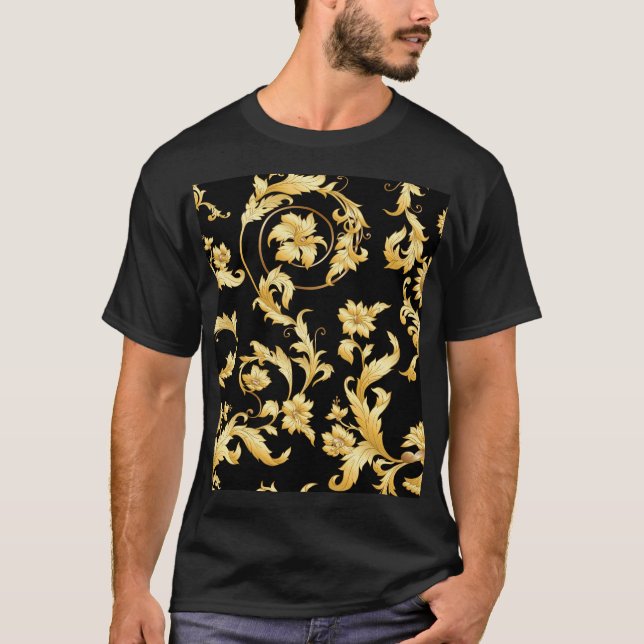 Baroque Rococo, Victorian Blommönster. T Shirt (Framsida)