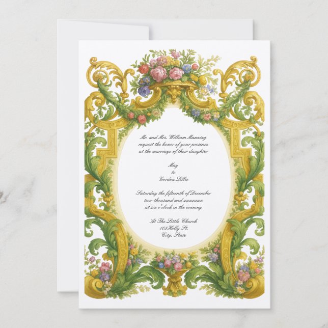 Baroque Rococo Wedding Inbjudningar (Framsida)