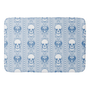 Baroque Skull Rand Mönster Blue Badrumsmatta