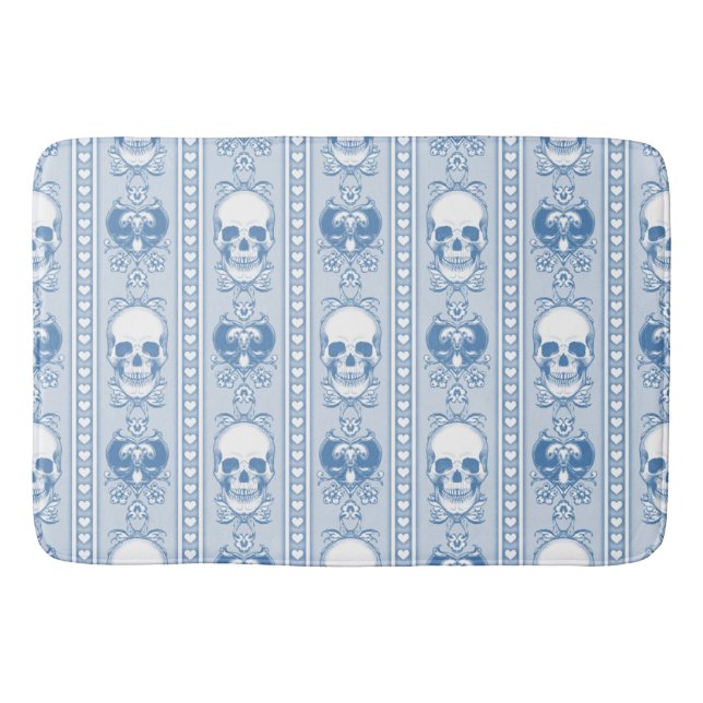 Baroque Skull Rand Mönster Blue Badrumsmatta (Framsidan)