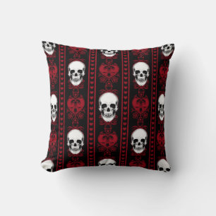 Baroque Skull Rand Mönster Red Kudde