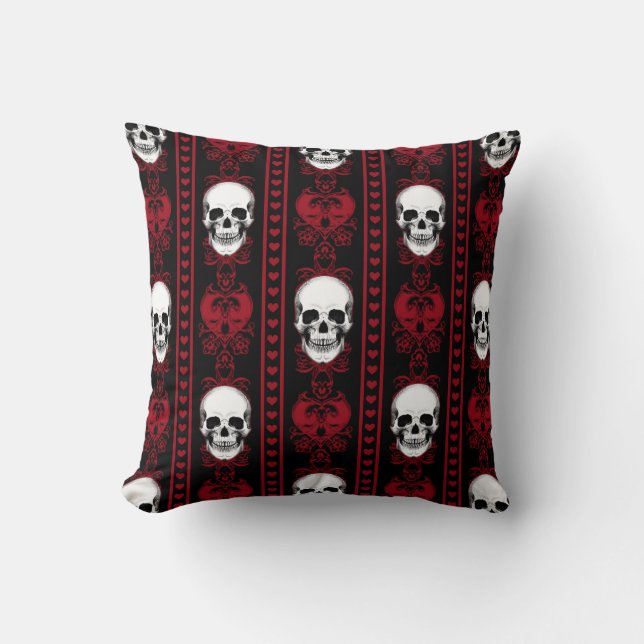 Baroque Skull Rand Mönster Red Kudde (Framsida)