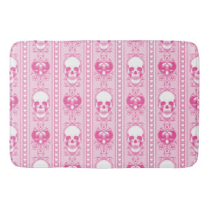 Baroque Skull Rand Mönster Rosa Badrumsmatta