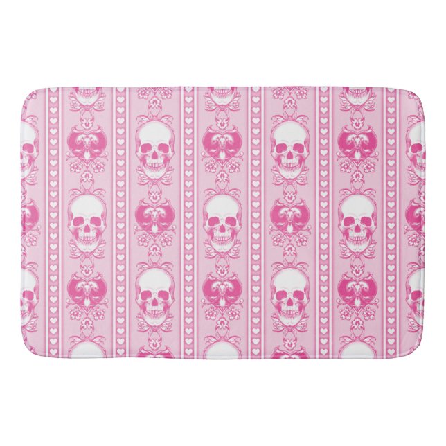 Baroque Skull Rand Mönster Rosa Badrumsmatta (Framsidan)