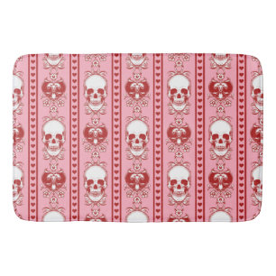 Baroque Skull Rand Mönster Rosa Red Badrumsmatta