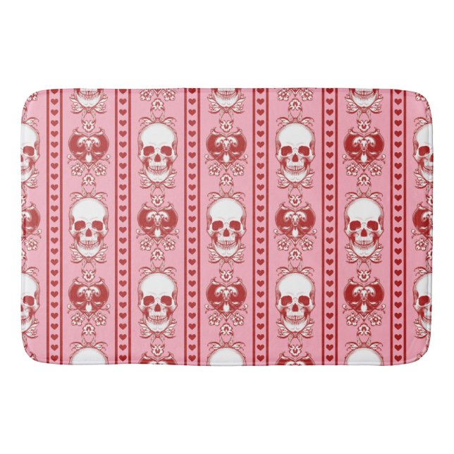 Baroque Skull Rand Mönster Rosa Red Badrumsmatta (Framsidan)