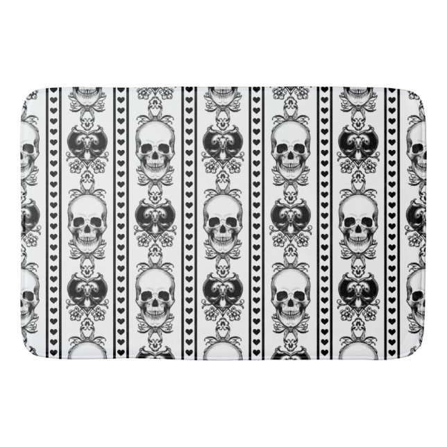 Baroque Skull Rand Mönster White Badrumsmatta (Framsidan)