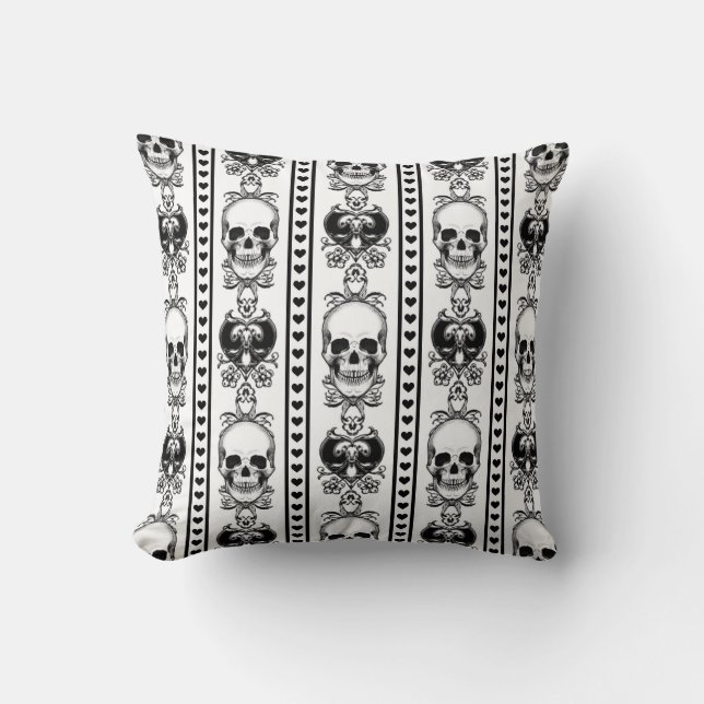 Baroque Skull Rand Mönster White Kudde (Framsida)