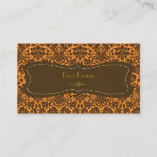 Baroque snöre damask /faux guld/chestnut brun visitkort