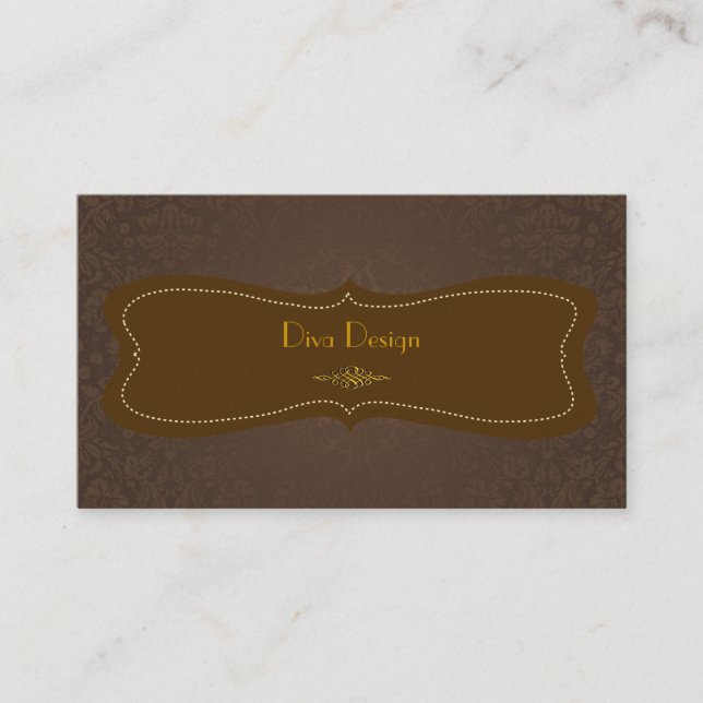 Baroque snöre damask /faux guld/chestnut brun visitkort (Framsida)