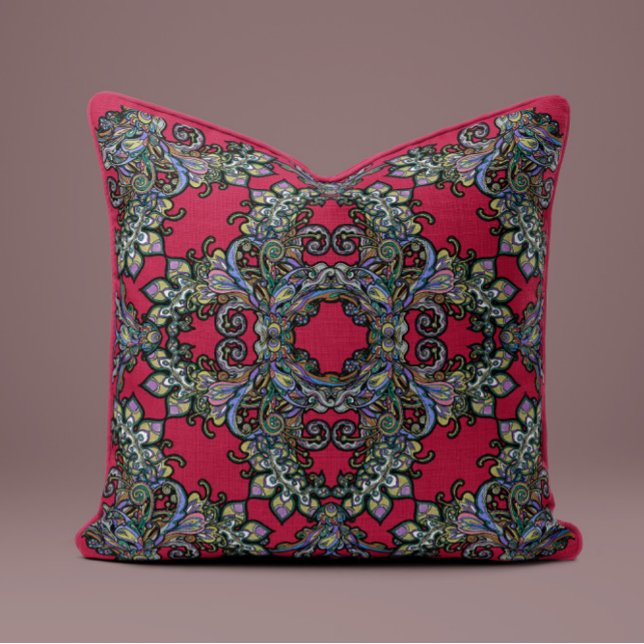 Baroque Splendor Pillow i Crimson Kudde (Skapare uppladdad)