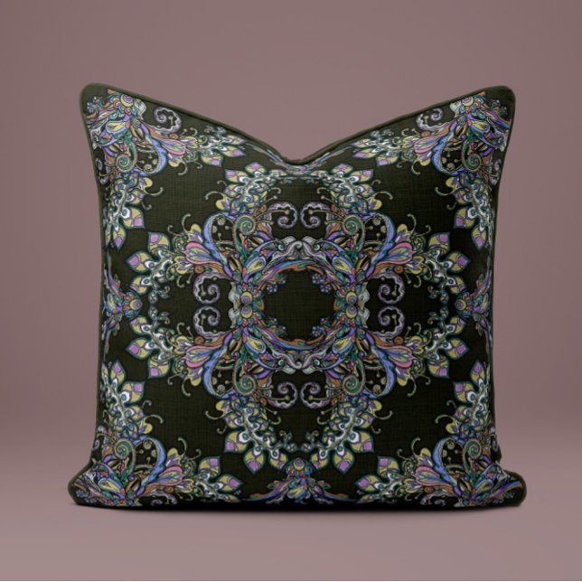 Baroque Splendor Pillow i Mörk Olive Kudde (Skapare uppladdad)