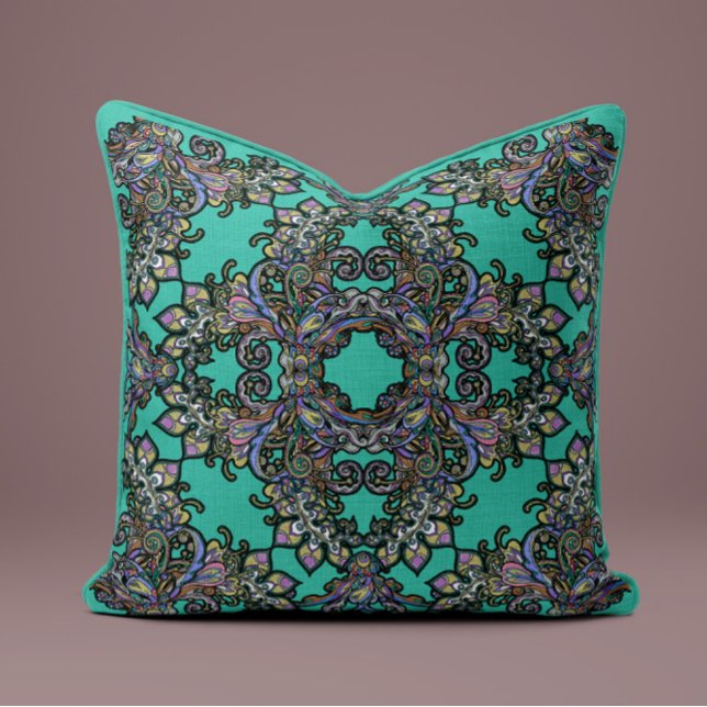 Baroque Splendor Pillow in Emerald Kudde (Skapare uppladdad)