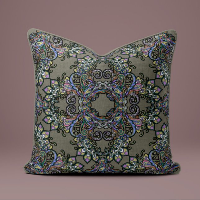 Baroque Splendor Pillow in Stone Grått Kudde (Skapare uppladdad)