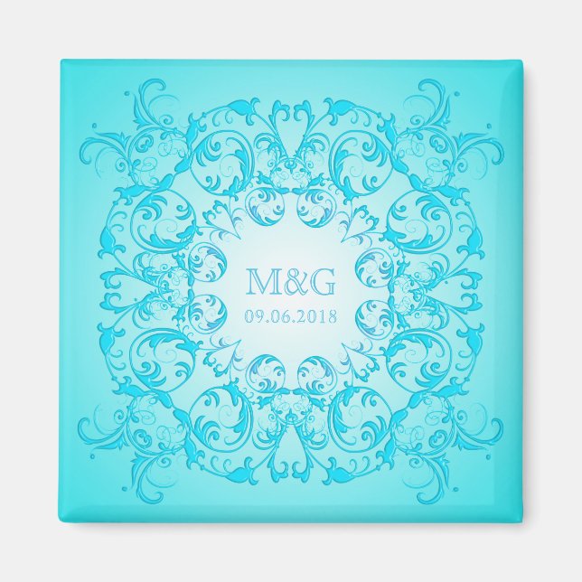 Baroque stil turquise gradient struktur. magnet (Framsidan)