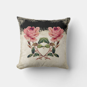 Baroque Stil Vintage Ro Black på Cream Snöre Kudde